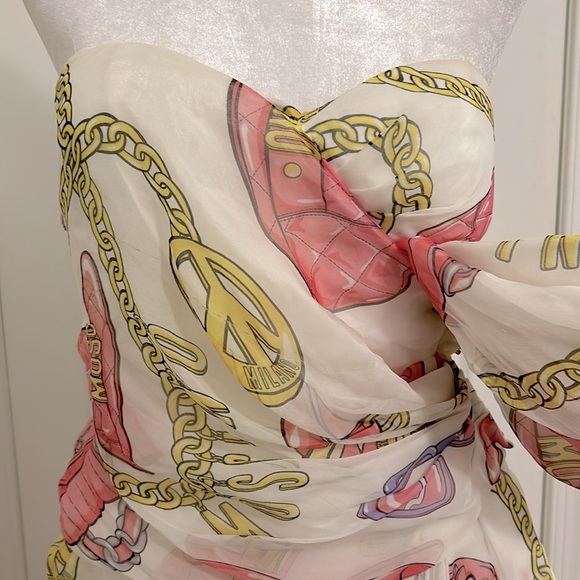 Moschino Couture! Silk Barbie Purse & Sunglass Printed Bustier Dress NWT Size 6 - Picture 7 of 16